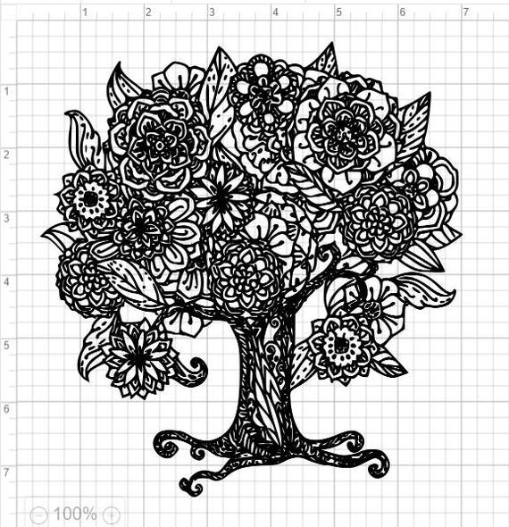 Download Mandala Style Flower Tree SVG PDF EPS Dxf & Studio 3 Cut Files