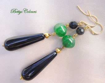 Onyx earrings, agate earrings, teardrops earrings, long earrings,onyx teardrops, dangle earrings