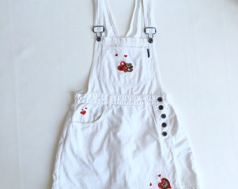 90s White Jumper Overalls Skort