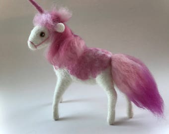 Wet Felted Unicorn.Handmade .Waldorf. Felted Animal
