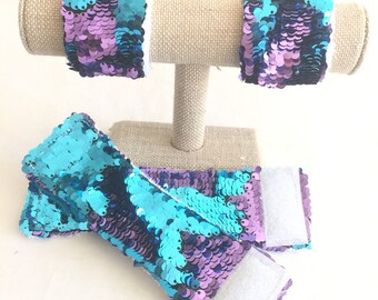 Sequin Fidget Bracelet, Two sided flip sequin sensory tool, Mermaid Sequin Bracelet, School Spirit Bracelet