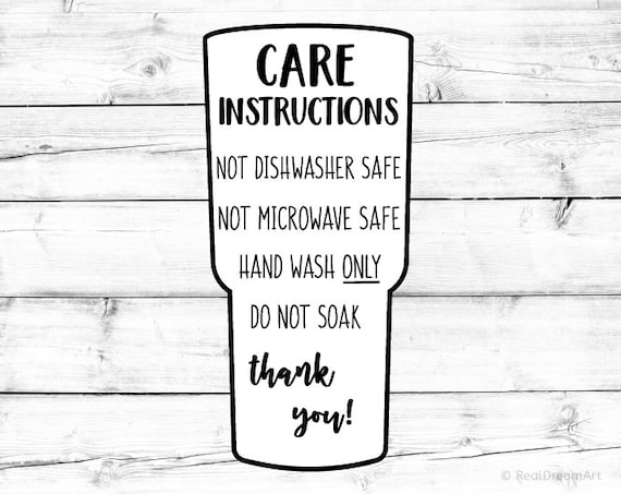 Tumbler Care Instructions Card Svg Care Card Svg Digital Care