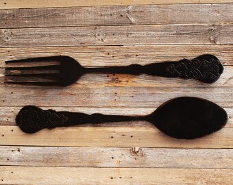 Large Fork Spoon Filigree Spoon Fork Restaurant Decor Kitchen Wall Decor Big Fork Spoon Giant Fork Spoon Kitchen Sign Fork Spoon Fork Decor