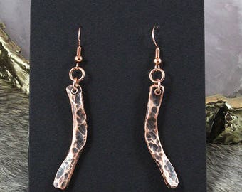 Hammered Copper Earrings - Handmade
