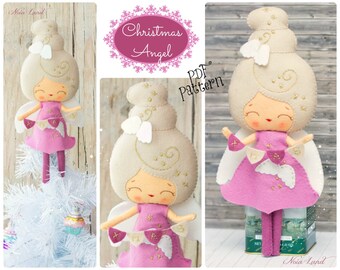 PDF. Christmas angel doll. Plush Doll Pattern, Softie Pattern, Soft felt Toy Pattern.