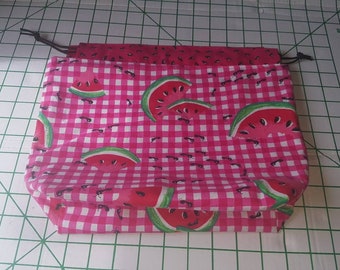 Medium reversible drawstring knitting project bag