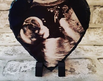 Heart Shaped Photo Gift Rock Slate Frame Print. Your Photo Imprinted Onto Slate Natural Unique Gift, Anniversary, Birthday, Wedding Keepsake