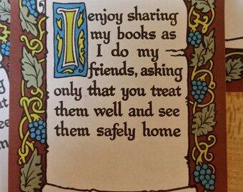 Vintage Antioch Book Plates - I Enjoy Sharing My Books - Set of 5 Bookplates