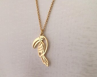 Parrot Jewelry, Unique Necklace, Parrot Necklace, Animal Necklace, Gold Plate Necklace, Elegant Necklace, Whimsical Necklace, Bird Necklace
