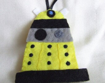 Yellow Dalek Felt Ornament Doctor Who Inspired Whovian Fandom Ornament