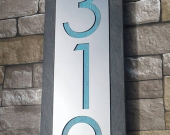 Modern House Numbers Mid Century Vertical Address Plaque