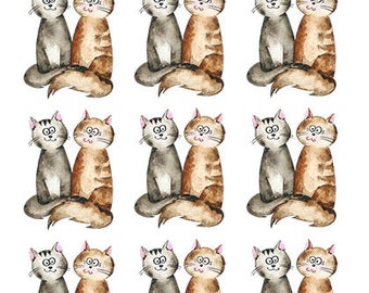 Kitty Pals - Ceramic Waterslide Decal - Enamel Decal - Fusible Decal - 66942S