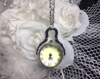 CRYSTAL Ball Watch Necklace Glass QUARTZ Tassel Pendant Fortune Teller WIZARD