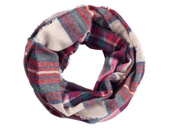 Monogram Scarf - Plaid Scarf - Gifts For Her - Infinity Scarf -Monogrammed Scarf-Personalized Scarf - Gifts For Her - Gifts Under 25 Dollars