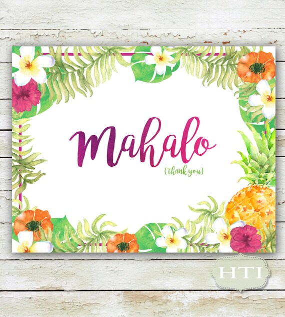 Luau Thank You Card Thank You Card Hawaii Hawaiian