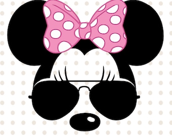 Minnie Mouse svg sunglasses, Layered Disney Minnie Mouse sunglasses cricut silhouette svg file instant download minnie mouse head svg file
