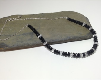 A beautiful black spinel and 925 sterling silver necklace