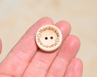 20 Handmade Printed Wood Two Hole Buttons BN143