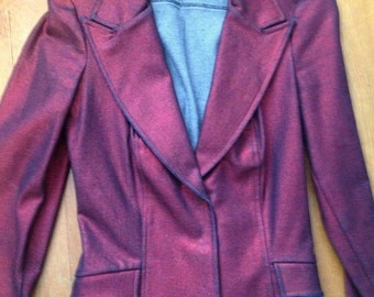 vintage betsey johnson jacket red denim bodice lacing