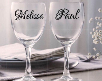 Personalized vinyl decal for wine glass, Personalized wine glass Decal DIY/ Wine Glass/ Bridal Shower/ Wedding gifts