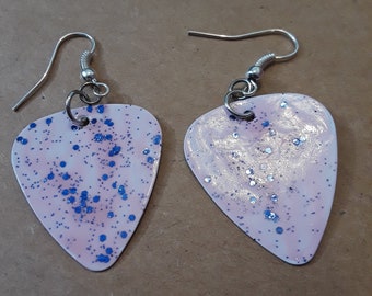 Blue Stardust Guitar Pick Earrings