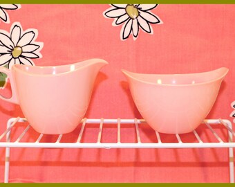 Vintage PINK Oneida Premier Melamine / Melmac OD Sugar Bowl and Creamer Set - 1950's - 60s