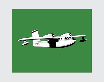 Airplane Art Print, 8x10 PRINTABLE, Seaplane, Instant Download, Digital