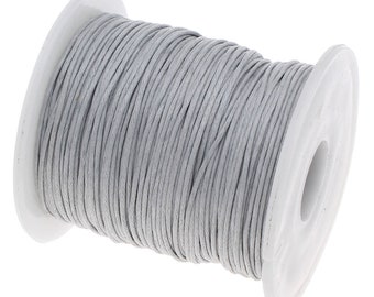 Waxed Cord : 10 yards (30 feet) Pale Grey 1mm Waxed Cord String | Bracelet Cord | Macrame Cord | Chinese Knotting Shamballa 90701-24
