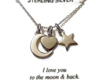 Vintage Sterling Silver I Love You To The Moon and Back Necklace by Footnotes
