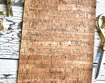 Gold Cork Craft Sheet - Cork and Metallic Gold Pleather Sheet - 8x11 Cork Faux Leather Fabric