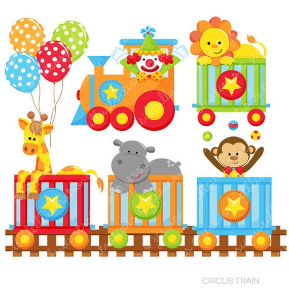 Circus Train Cute Digital Clipart for Commercial or Personal