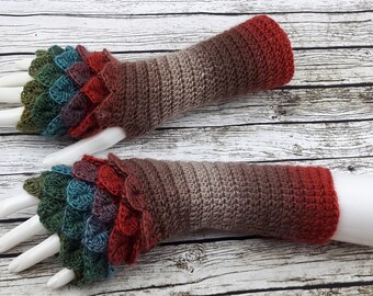Fingerless gloves - Arm warmers -Fingerless Mittens - Hand warmers-Dragon Gloves