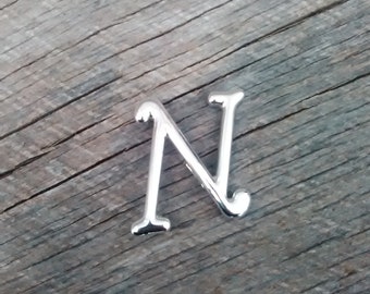 Vintage Letter N Brooch, Large Monogram Letter N Brooch, Inv.#226