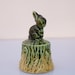 Vintage Enesco Rabbit Bell, cute rabbit on a log, Made in Japan, bunny rabbit, collectible porcelain