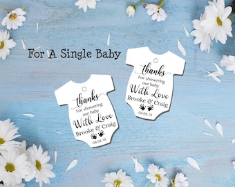 DIY Instant download onesie tags thank you for showering our baby shower tags shirt favor baby shower editable printable PDF