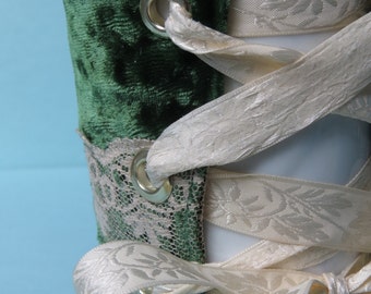 Coffee Corset - "Greensleeves" REVERSIBLE
