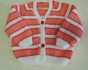 Baby Cardigan Jacket Unique Hand Knitted 18-19 Inch 6-9 Months