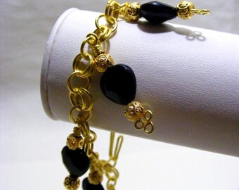 Black Heart Charm Bracelet