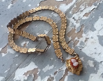 Victorian Book Chain Cameo Necklace