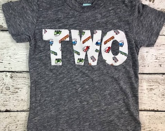 Train Birthday Shirt Organic Blend Tee Boys Birthday Train T-shirt choo choo second birthday etc