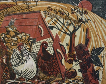 Ark. Linocut greetings card.