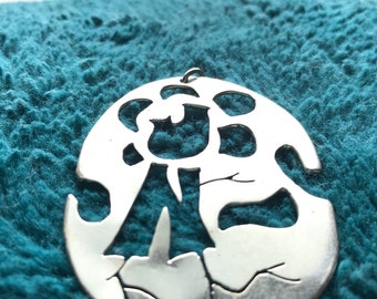 Silver Custom Cut Flower Roots 'JN' initial Pendant