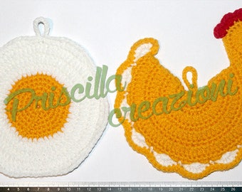 Pair of handmade hooks made of crochet