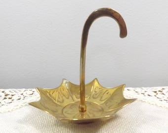 Brass Umbrella Ring Dish, Vintage Brass Trinket Dish for Your Vanity or Dresser