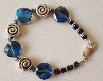 Blue Swarovski and Sterling Silver Bracelet