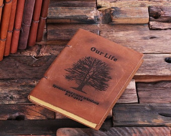 Oak Tree Personalized Monogrammed Leather Engraved Recipe Cookbook Notebook (024205)