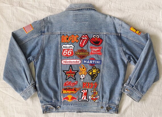 Patched Denim Hand Reworked Vintage Jean Jacket with Patches 