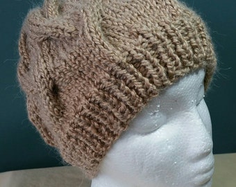 Alpaca Blend Cable Hand-Knit Ladies Hat. Super soft and Warm - Ready to be Shipped