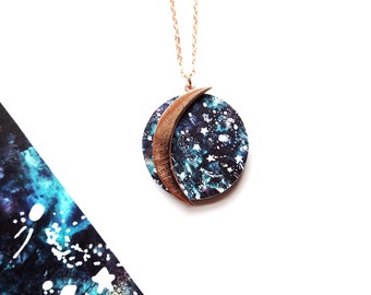 Moon Necklace - Zodiac Necklace - Rose Gold Moon Necklace - Moon Jewellery - Zodiac Jewellery - Celestial Jewellery - Rose Gold Jewellery