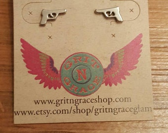 Pistol post earrings, country girl jewelry, cowgirl, gifts , free shipping